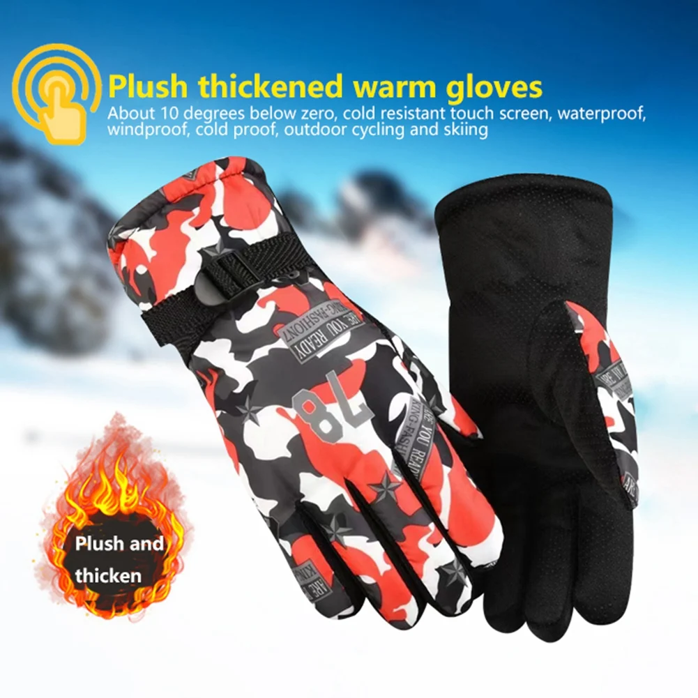 Warm Ski Gloves Polyester Warm&Light Waterproof And Breathable The Wrist Can Be Tightened And Relaxed for A Better Fit 6