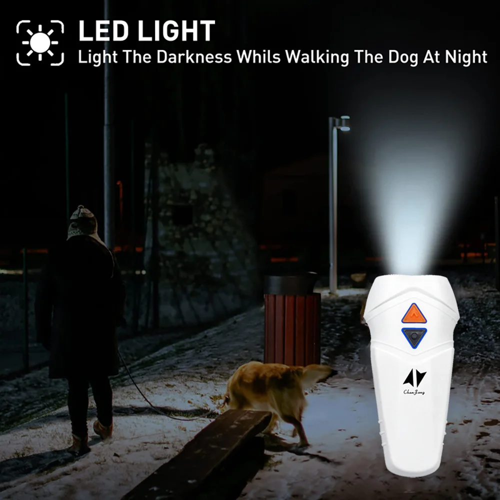 초음파 LED 손전등 센서, USB 충전식, 짖음 방지, 개 퇴치기, 애완 동물 펄스 훈련 억제, 2 in 1 