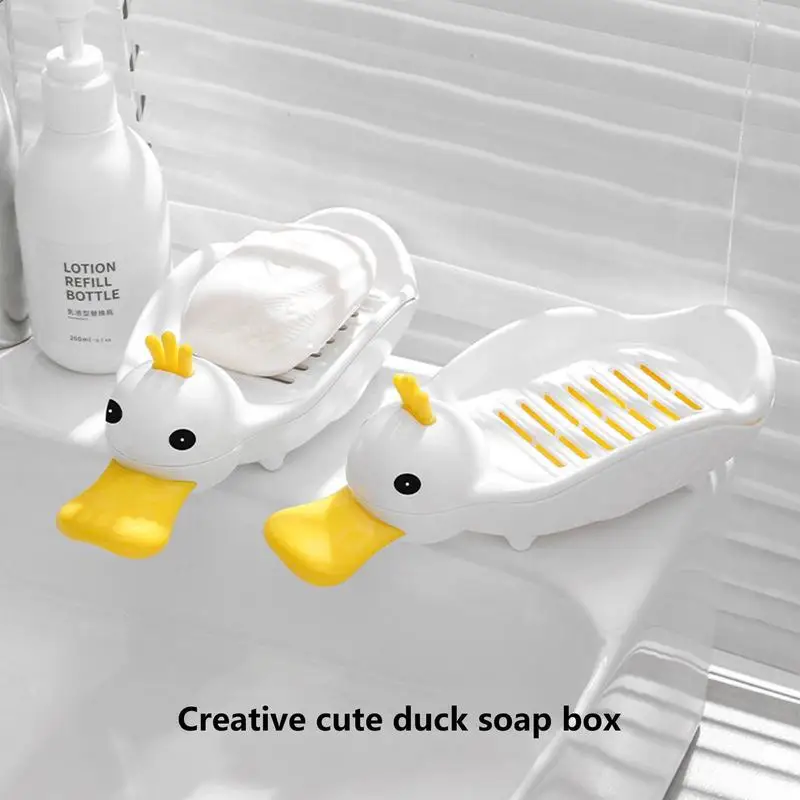

Cute Duck Shape Soap Holder Dish Self-Draining Tray Portable Container For Shower Wash Basins Sink Bathroom Kitchen Accessories