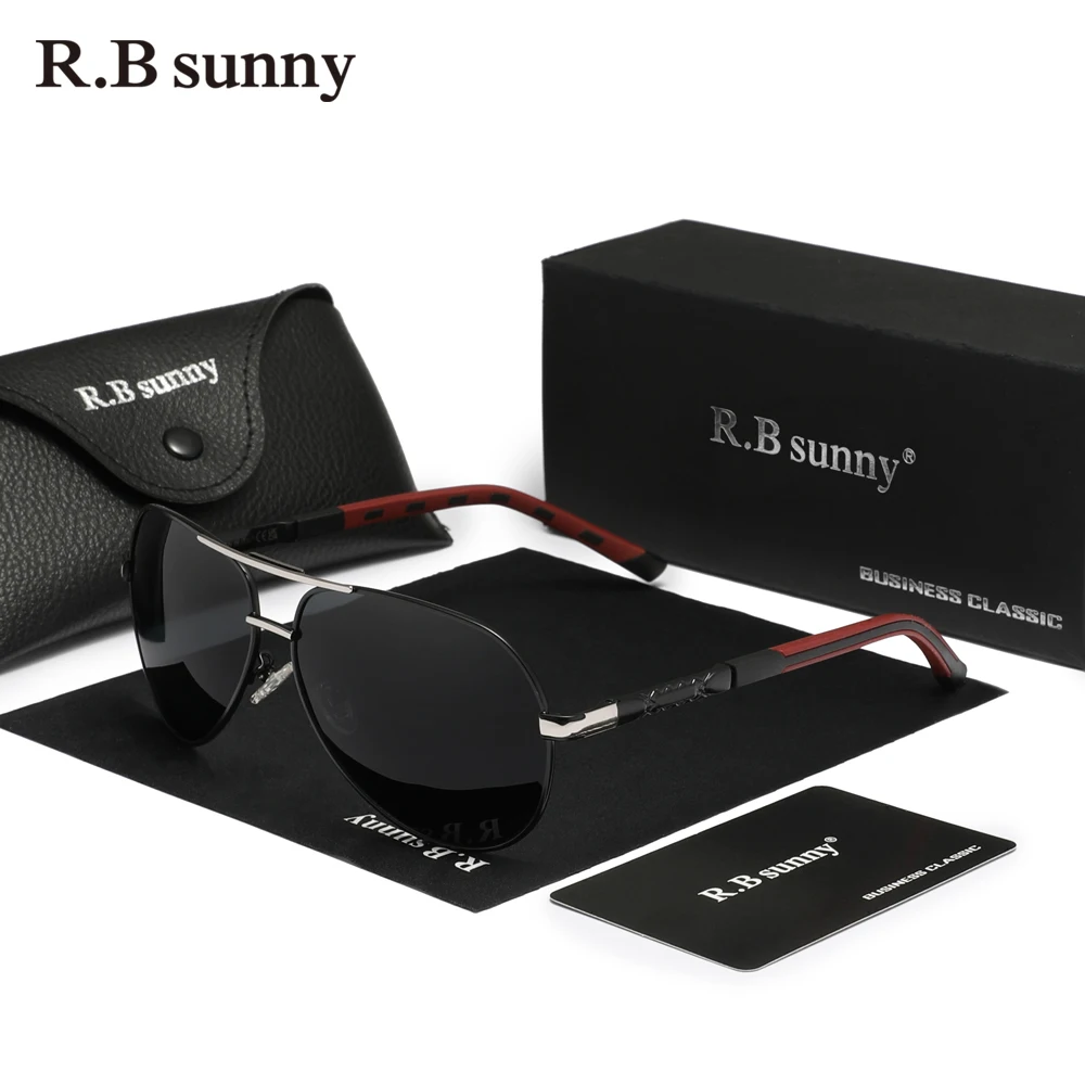 RBsunny 알루미늄 파일럿 편광 선글라스, UV400 코팅 미러 안경, 남성 패션 안경, 스포츠 운전 액세서리