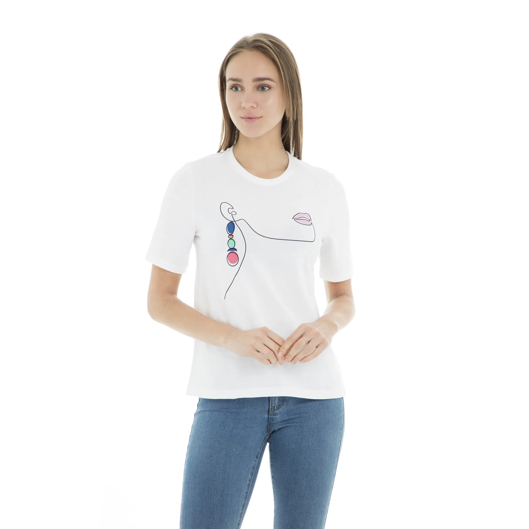 Женская футболка Only Onlsandy Boxy SS Face Top Box Co Jrs 15181431 | одежда