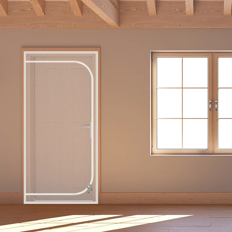 דלת מסך לחתולים חזקה, רשת סריגה מעובה למניעת סריגה, בצורת U עם רוכסנים דו-צדדיים