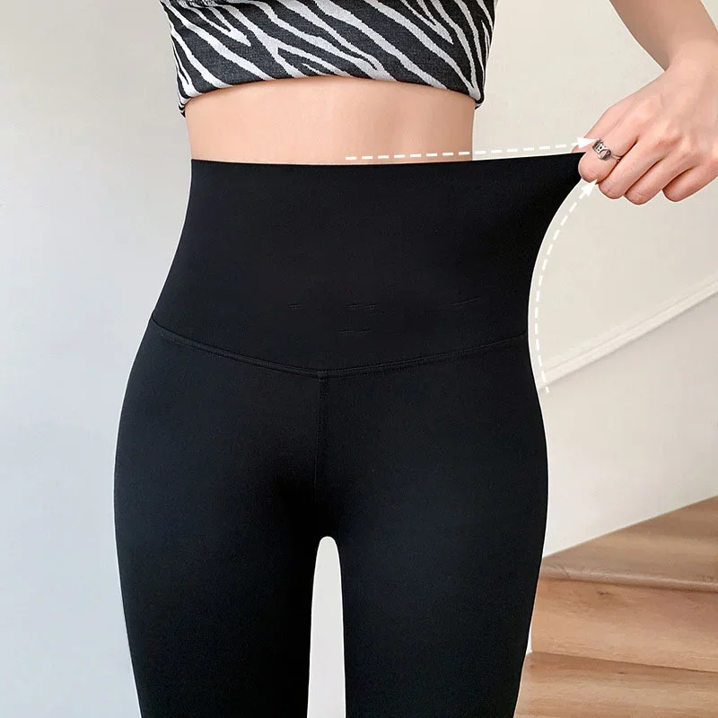 Women High Waist Flare Pants Winter Plush Warm Skinny Slimming Micro Horn Trousers Shark Pant Elegant Office Ladies Tights Y2k women pants