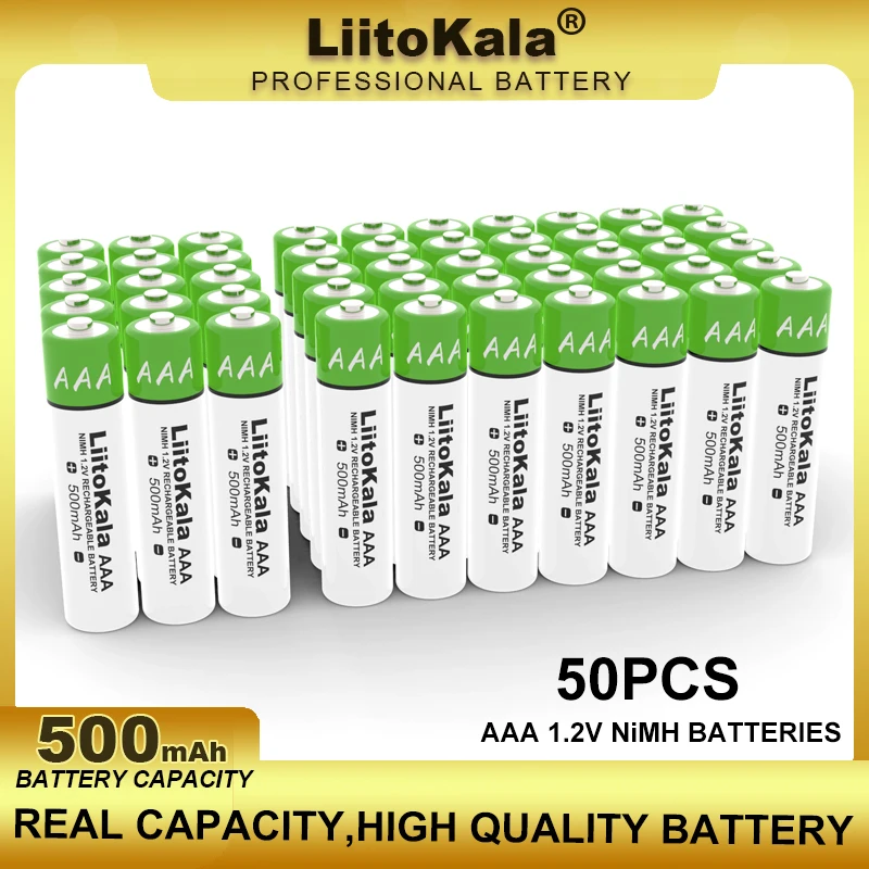 

50PCS/LOT LiitoKala AAA 1.2V 500mAh NiMH Rechargeable Battery Suitable For Toys, Mice, Electronic Scales, Etc. Wholesale