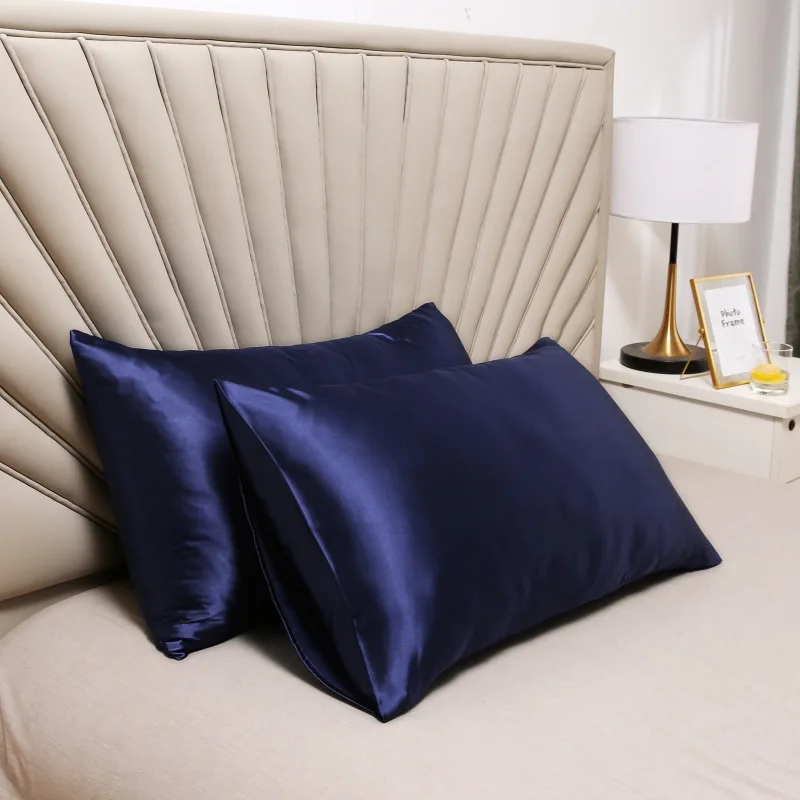 2piece Pure Emulation Silk Satin Pillowcase Comfortable Pillow Cover Pillowcase For Bed Throw