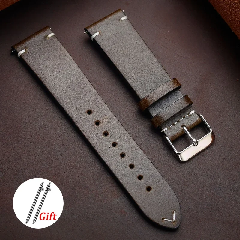 Vintage Cowhide Leather Strap - Sport Waterproof Quick Release Wristband