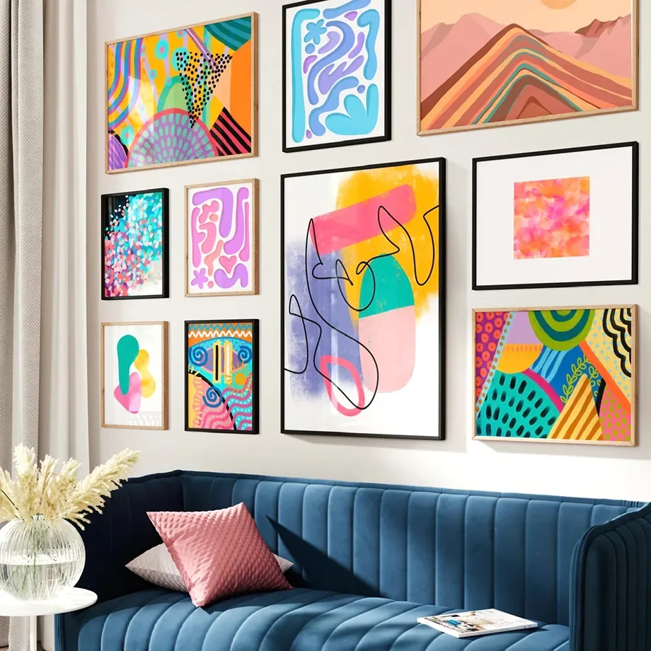 

Colorful Abstract Sun Mountain Modern Gallery Wall Art Prints Canvas Painting Boho Posters Pictures For Living Room Home Decor
