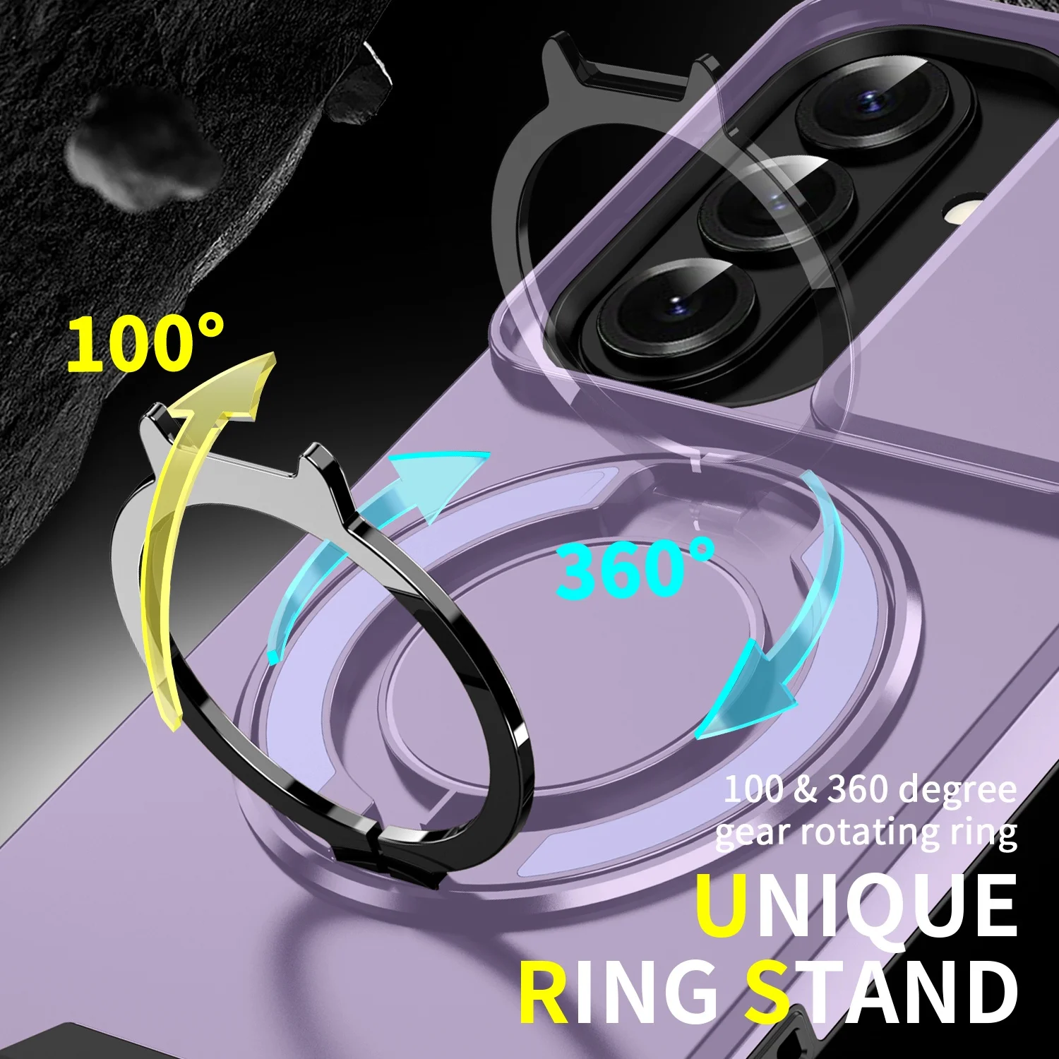 Magnetic Armor Case with 360° Rotating Bracket and Slide Camera Protection Cover
