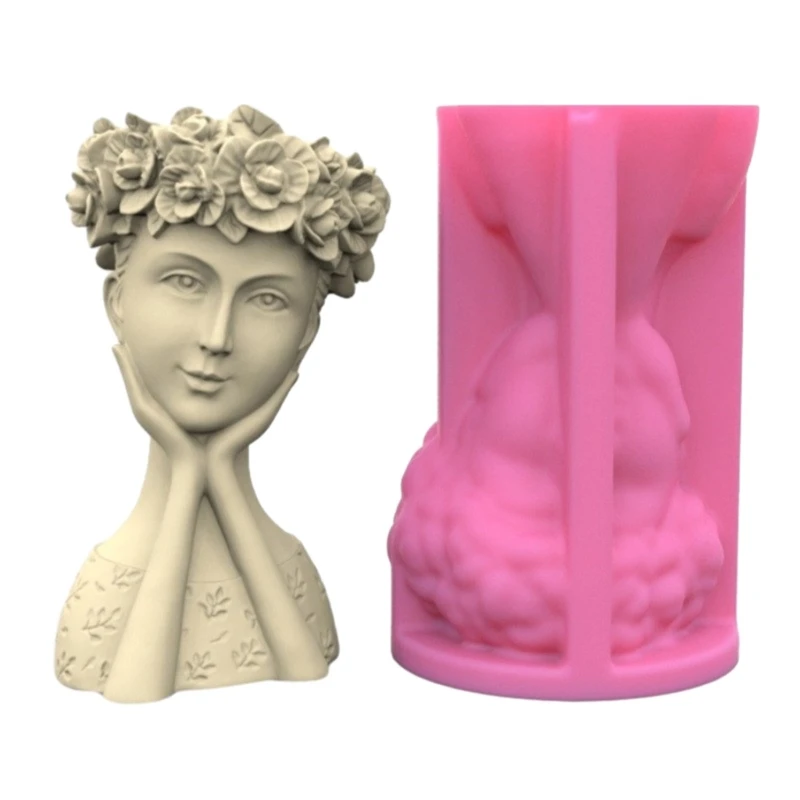 

Q0KE силиконовая глиняная форма, формы для цветочных горшков, форма для держателя ручек в форме девушки для сочных горшков, для