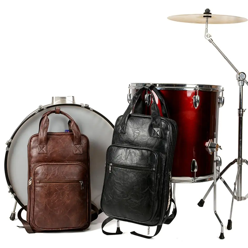 Drum Sticks Drum Accessories PU Leather Drum Stick Drumsticks Bag Carrying Case Parts Accessory Drum Stick Gig Bag Handbag Backpack Music Score Book
