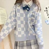 Cartoon Cinnamoroll Kuromi Embroidery Knitted Sweater Cardigan Japanese Sanrioed Y2K Kawaii Women Jk Uniform Spring Loose Coat 1