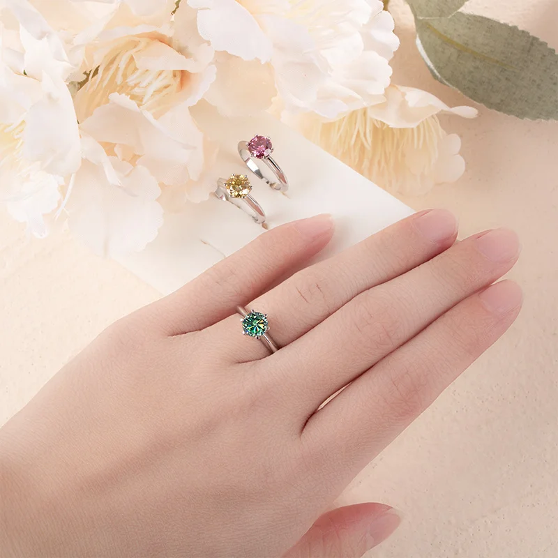 Tancise Solid Sterling Silver ring with 1 carat 6.5mm Real Moissanite for Women Wedding Engagement Fine Jewelry Gifts_voghion.com