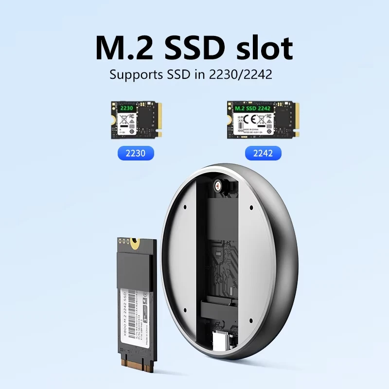 Magnetic M.2 2230 2242 NVMe SSD Enclosure Magsafe SSD Case USB C 3.2 Gen2 for iPhone ipad Pro Steam Deck Computer
