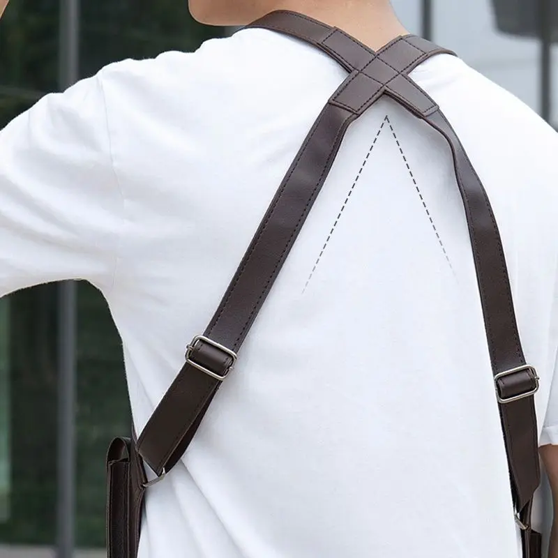 Outdoor Tactical Fishing Bag Multi-Pocket Anti-Theft Waterproof PU Multi-Purpose Men's Crossbody Double Shoulder Strap