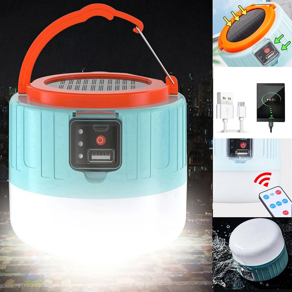 

Portable Emergency Light Solar LED Camping Lamp USB Rechargeable Bulb Light Battery Flashlight for Fishing Outdoor Tent Lanterns