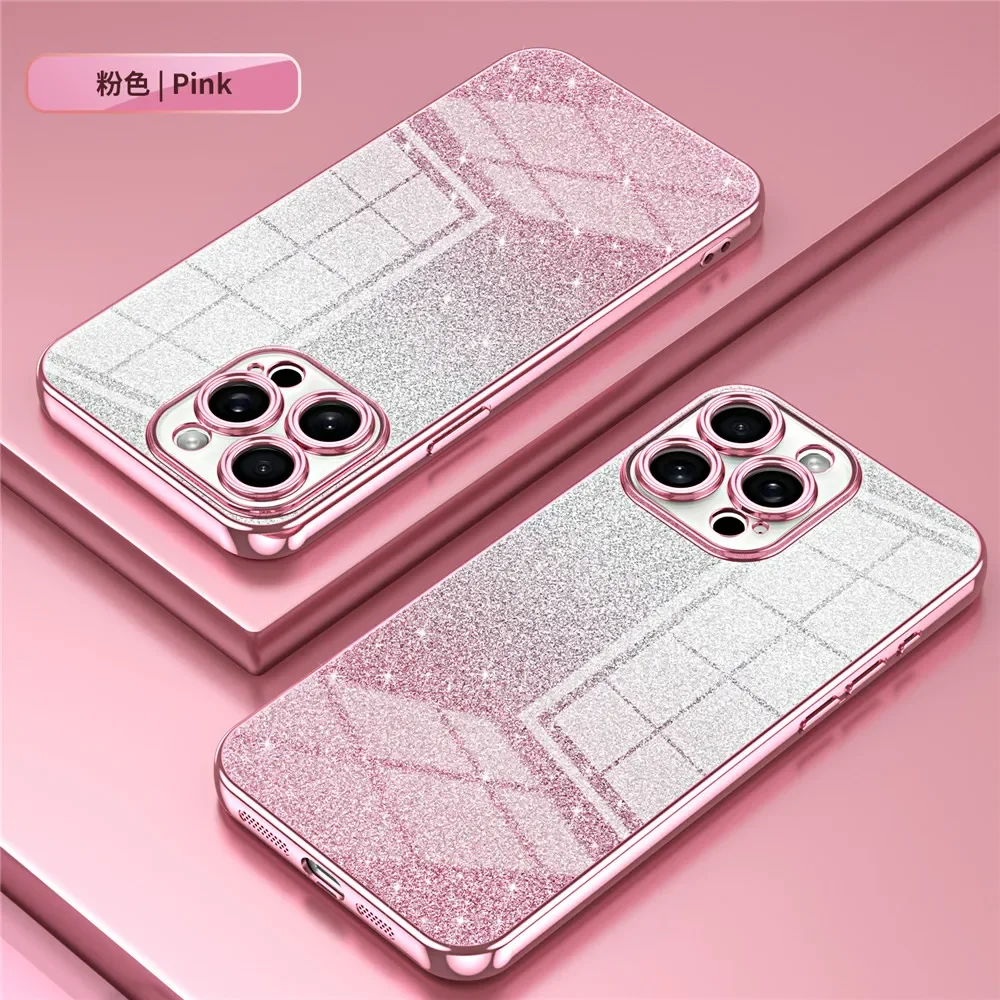 thumbnail image 1 of Funda enchapada de lujo con purpurina para iPhone, 15, 14 Pro Max, 13, 11 Pro Max, 12 Mini, XR, X, XS, 7, 8 Plus, SE, 2020, suave, a prueba de golpes, 1 of 5