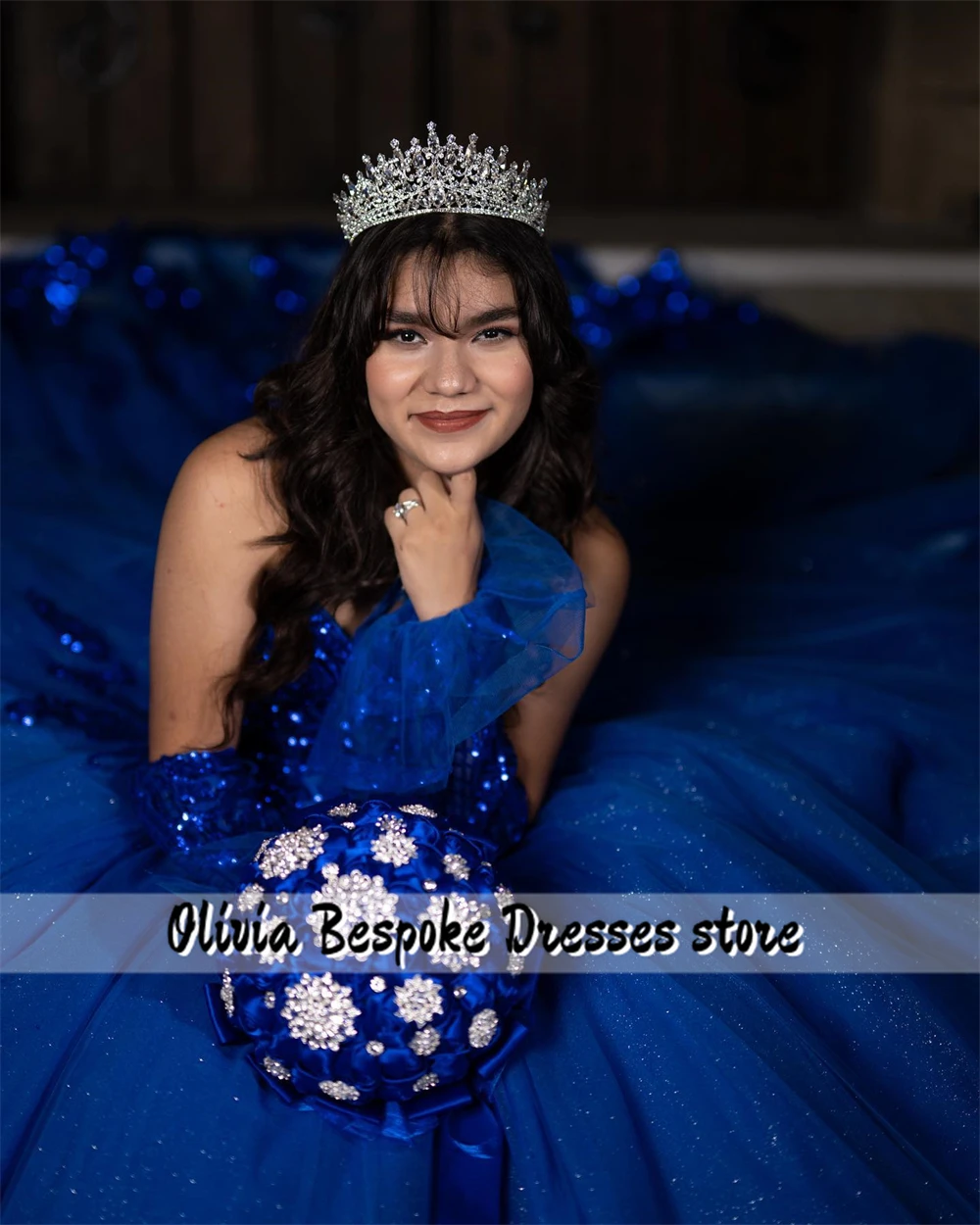 Remarkable King Blue Sequin Appliques Quinceanera Dress Ball Gown With Sleeves Sweetheart vestidos de 15 quincea&ntilde;era Customized