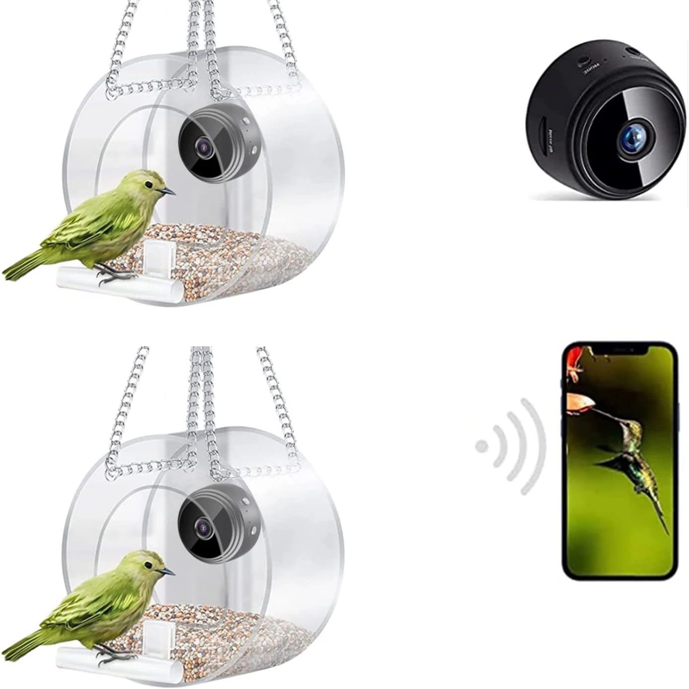 

Outdoor Smart Hanging Bird Feeder with Camera
