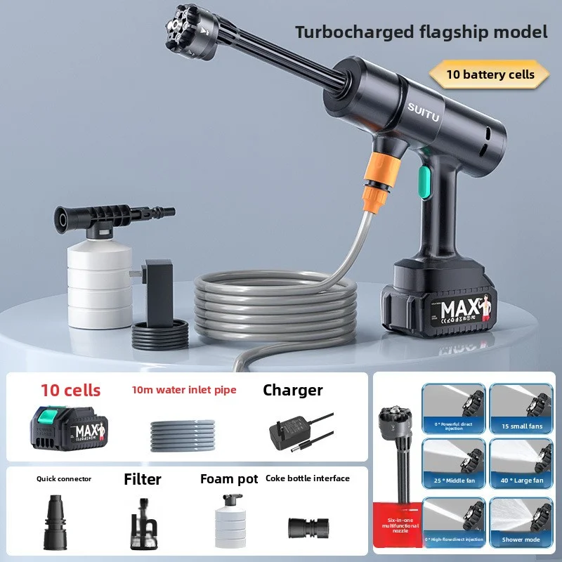 휴대용 무선 자동차 세척기(셀프 프라이밍 기능 포함), 고압 물 분사 건(자동차..