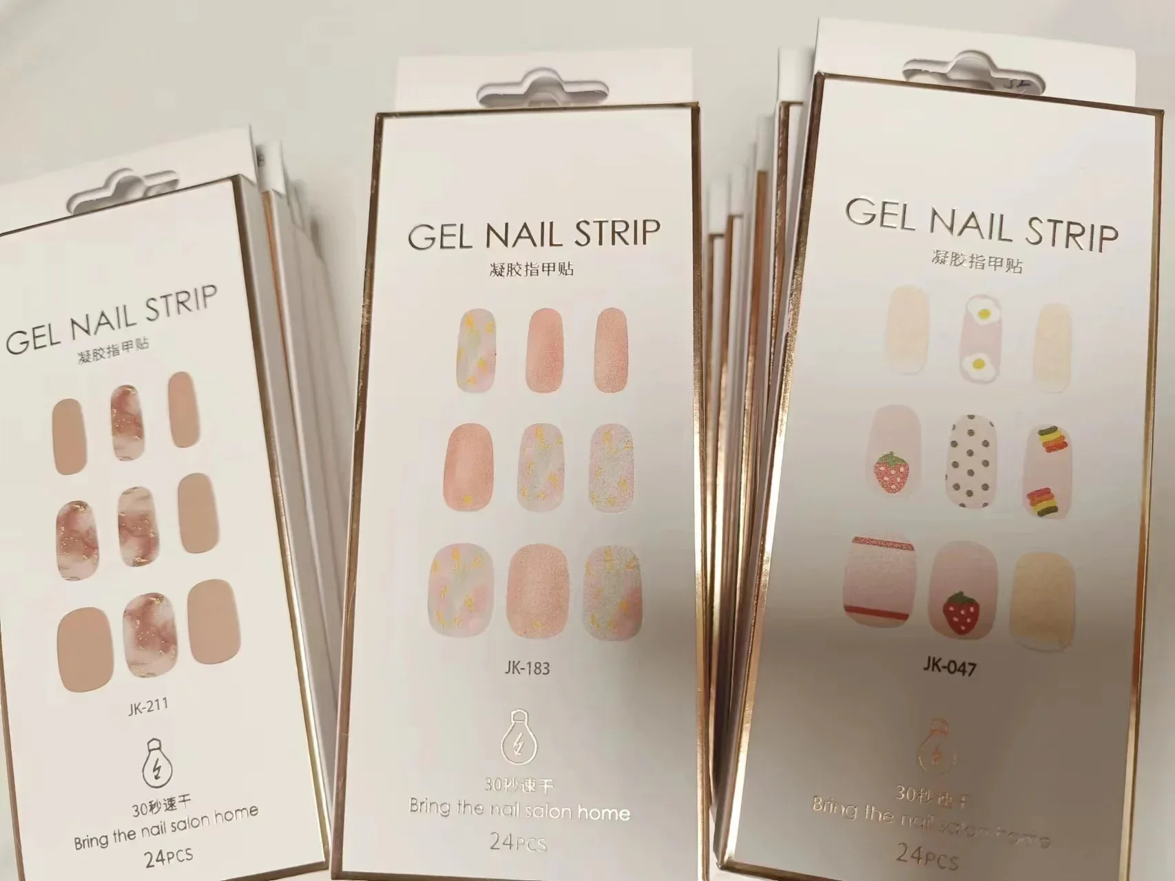 18+6Tips/Set Gel Nail Sticker Semi Cured UV Lamp Accept Spot Nail Art Sticker Nails Manicure
