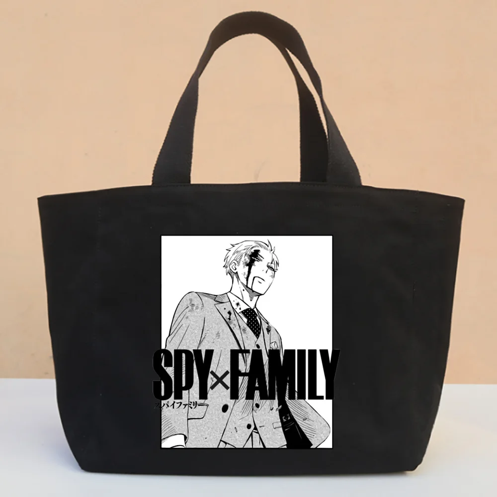 

SPYFAMILY Anya Smug Canvas Tote Japanese Anime Spy x Family Black Bags Casual Girl Tote Eco Shopper SpyFamily Shoulder Bags