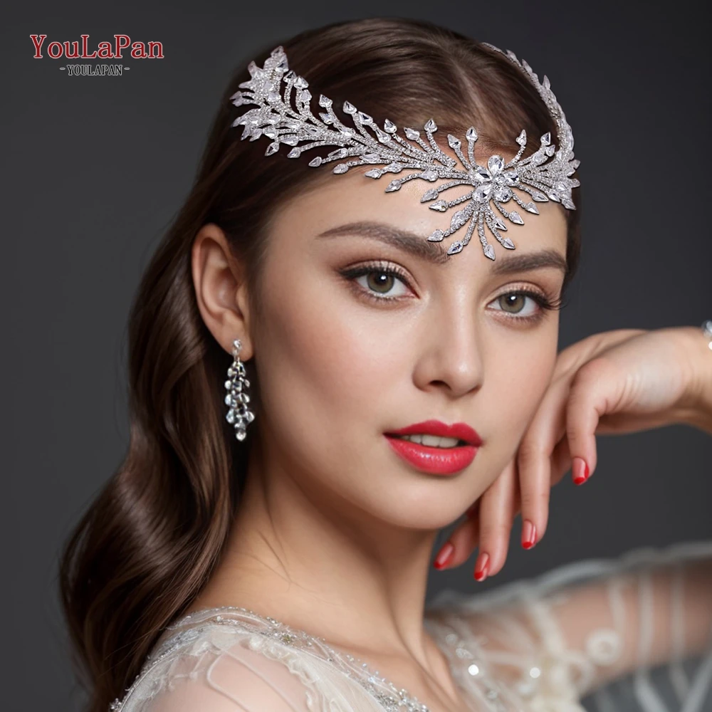 TOPQUEEN Rhinestone Bridal Headband Wedding Hair Accessories Handmade Woman Headpiece Ornaments Bride Headdress for Party HP542