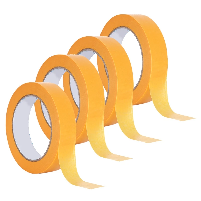 4Rolls Painters Tape Yellow Masking Painting Tape for Decorating Crafts