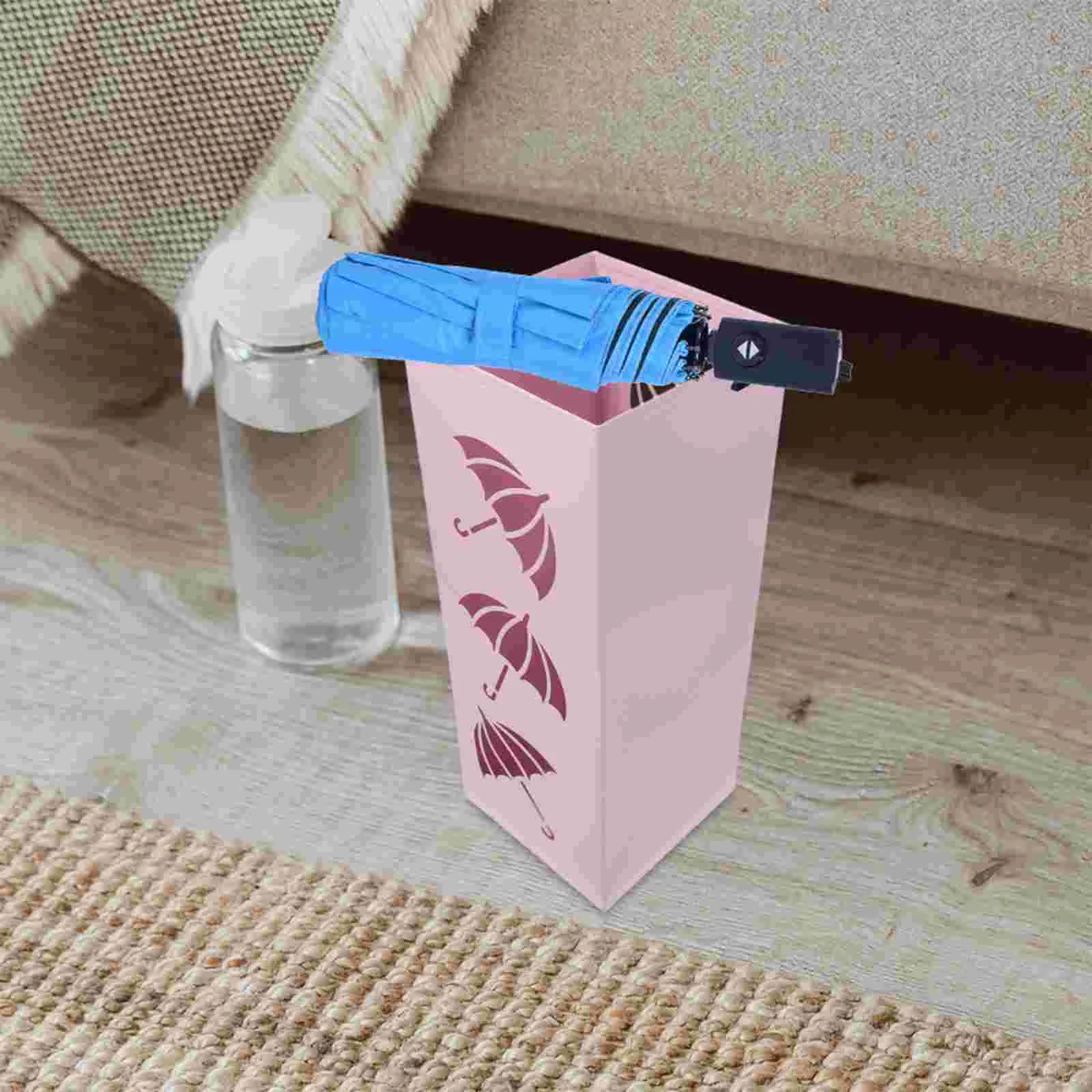 

Umbrella Stand Rack Metal Square Umbrella Holder Free Standing Umbrella Storage Organizer Bin Hollow Out Umbrella Bucket Canes