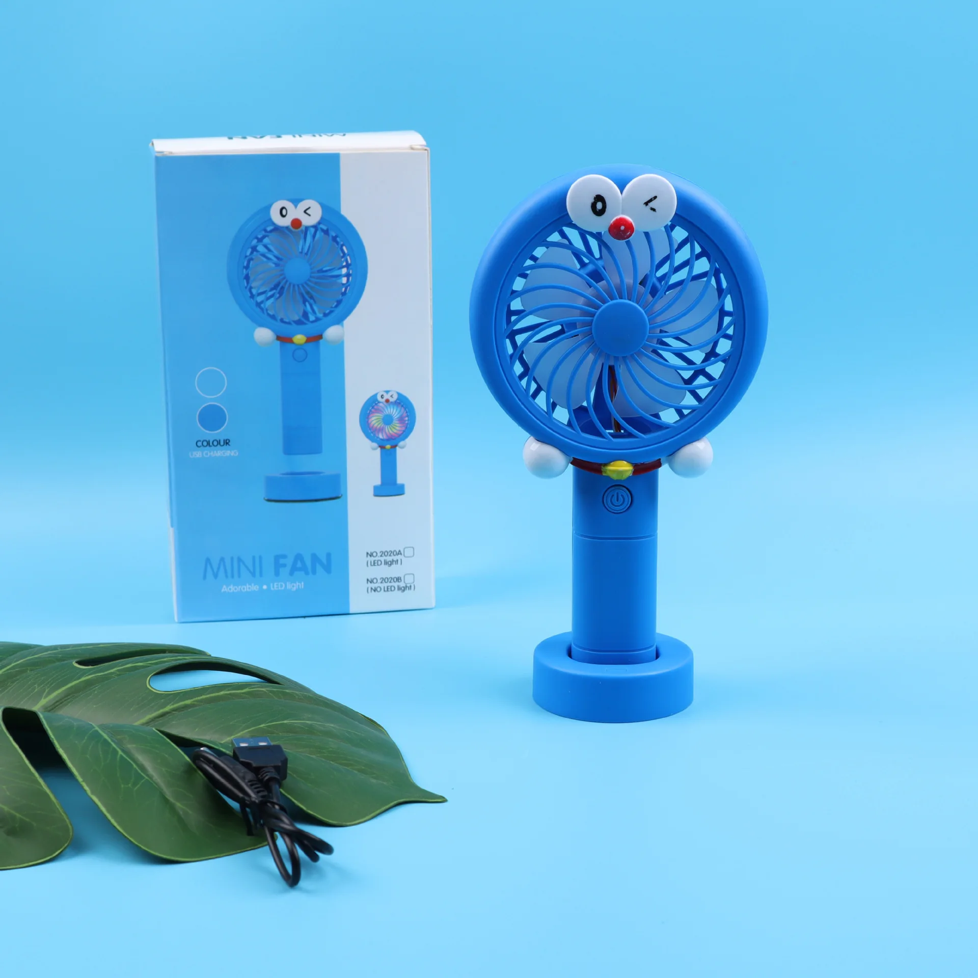 Adorável Rosa dos Desenhos Animados Mini Ventilador Ventilador Portátil Portátil com Luzes de Bateria Embutida Recarregável Porta Usb Ventilador de ar Prático - Imagem 4