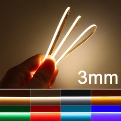 3MM COB LED Strip Red/Yellow/Green/Pink/Blue/Cool Blue/Warm/Natural/Cool White High Density Flexible Dimmable RA90 LED Strip