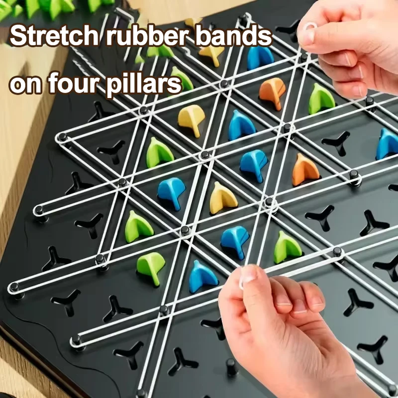 Chess Puzzle Toys Geometry Chain Chess Puzzle Triangle Chess Desktop Game Rubber Band Training Family Interaction Exercise Thinking
