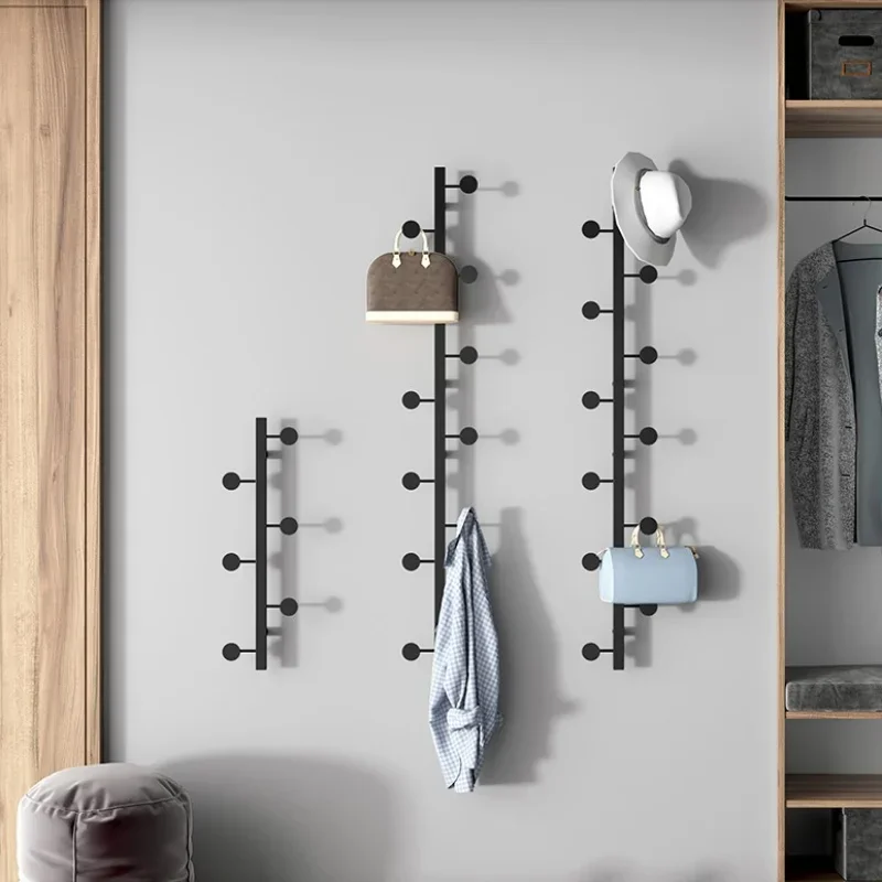 Metal Wall Coat Rack Narrow Black Hanging Clothes Rack for Hallways Living Rooms Home Entryway Essentials