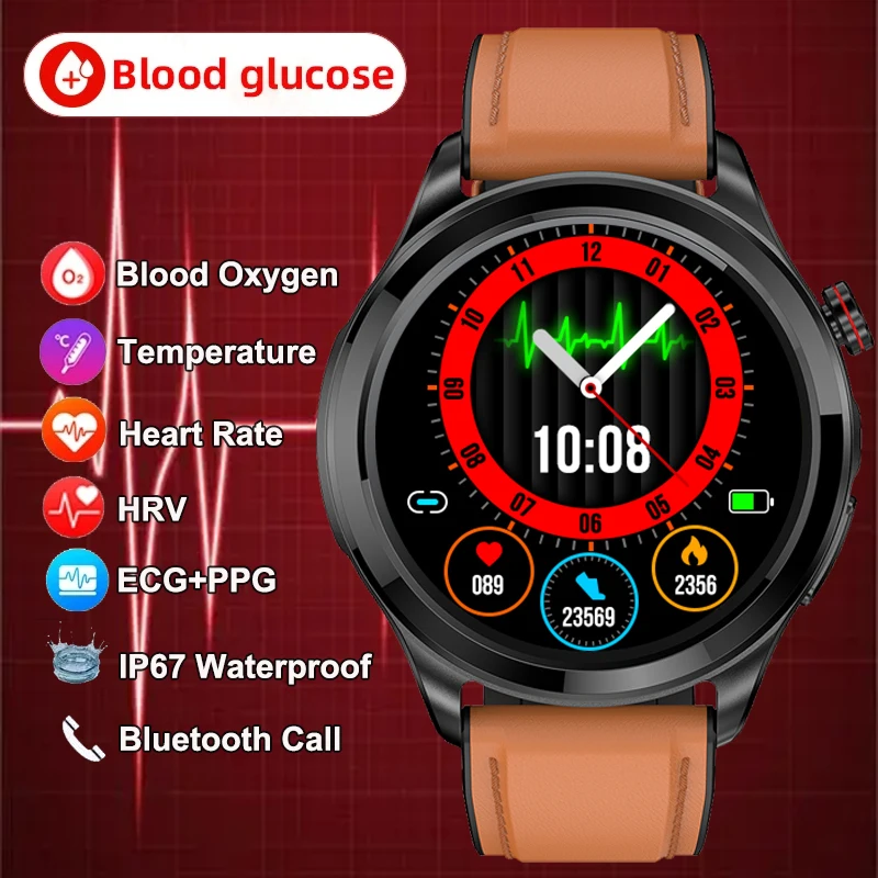 

New ECG+PPG Smartwatch Men Non Invasive Blood Glucose Smart Watch Bluetooth Call Clock Men Health Monitor Watch For Android IOS