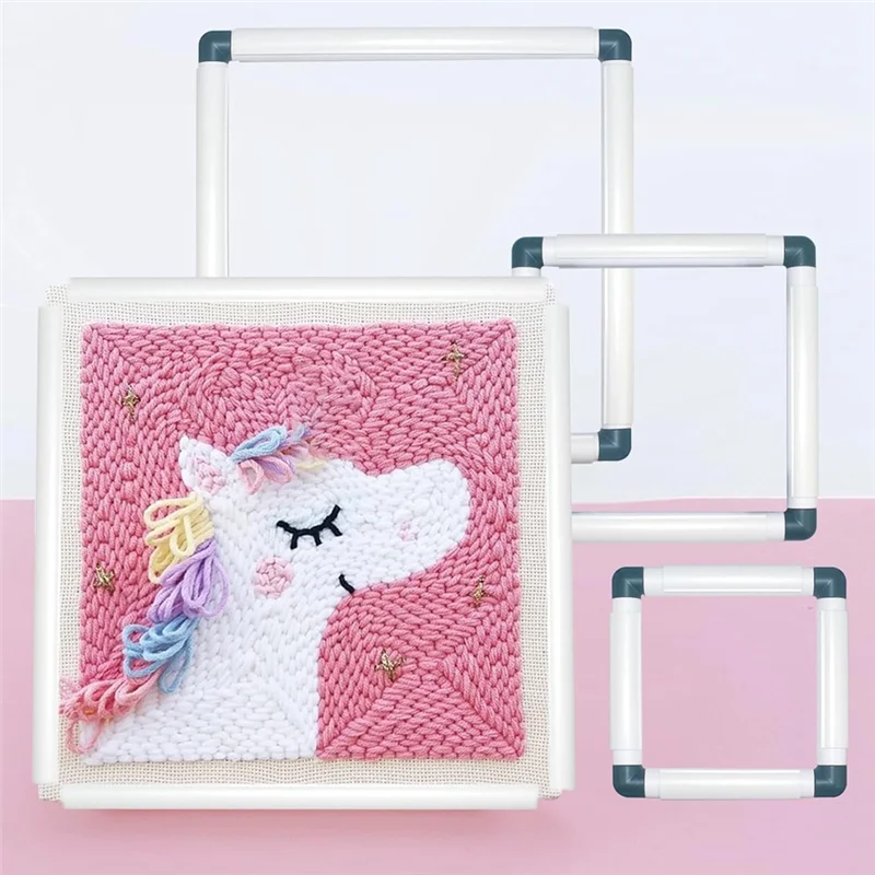 Square Embroidery Hoops Cross Stitch Hoops Embroidery Hoop Frame Punch Needle Quilting Fram 3-Pack Blue