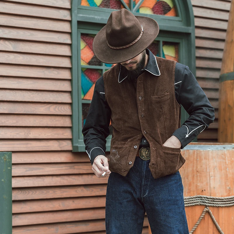 Suede Vest Vintage Cowboy Vests Mens Denim Vest Mens Tweed Wool