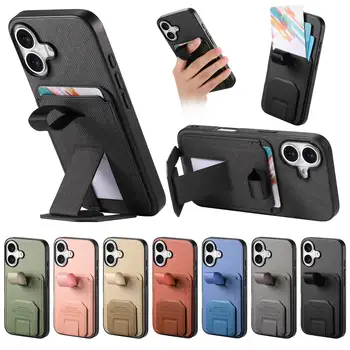 Finger Strap Holder Phone Case For iPhone 17 Pro Max 16 15 14 Plus 13 12 11 Shockproof Card Slot 2 Ways Stand Adjustable Cover 1