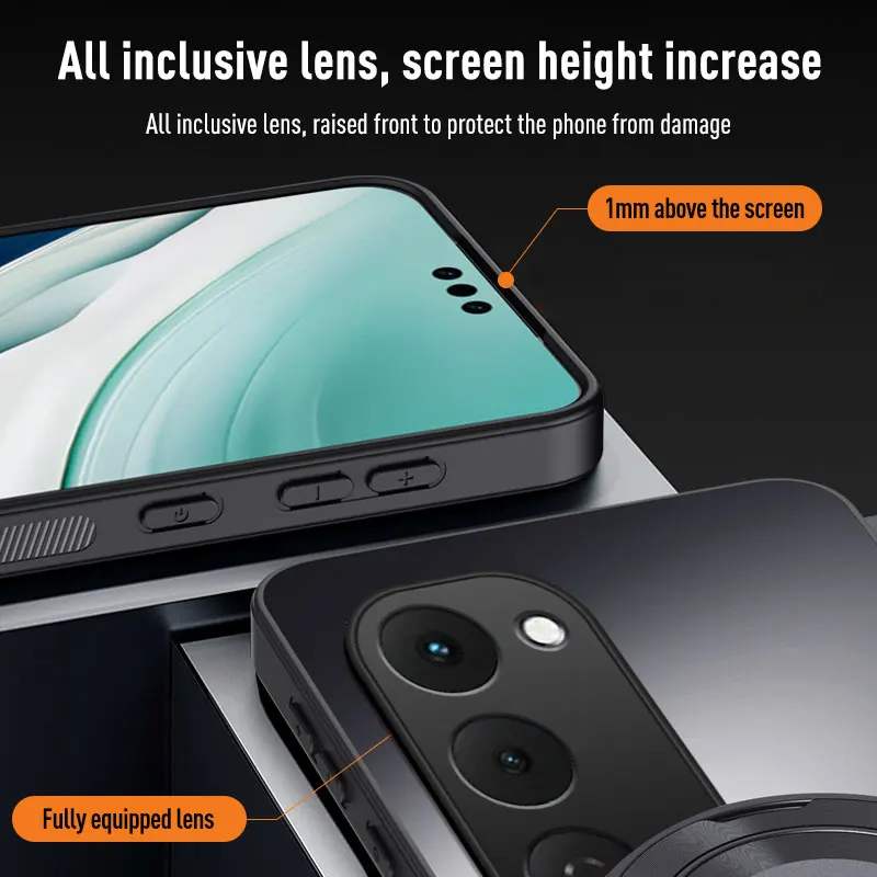 Magnetic Holder Case with Matte Skin-Feel and AG Lens Protection