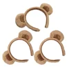 3 Pcs Cartoon Bear Headband Cute Plush Hair Accessories 3pcs (a Style Headband-brown) Headbands Animal Skin 5