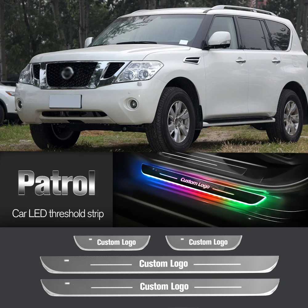 

Car Door Sill Light For Nissan Patrol Y61 Y62 1997-2023 Customized Logo LED Welcome Threshold Pedal Lamp Accessories