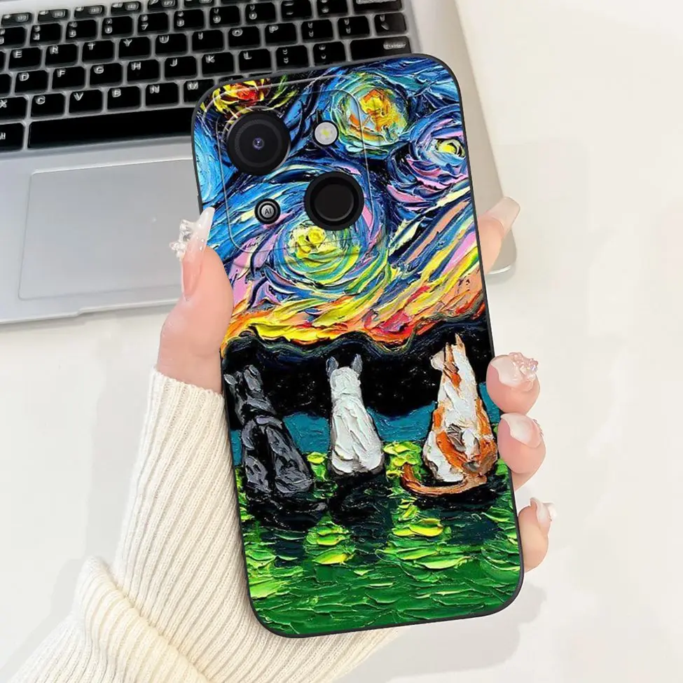 Cute Cat & Floral Silicone Phone Case - Stylish Protective Bumper