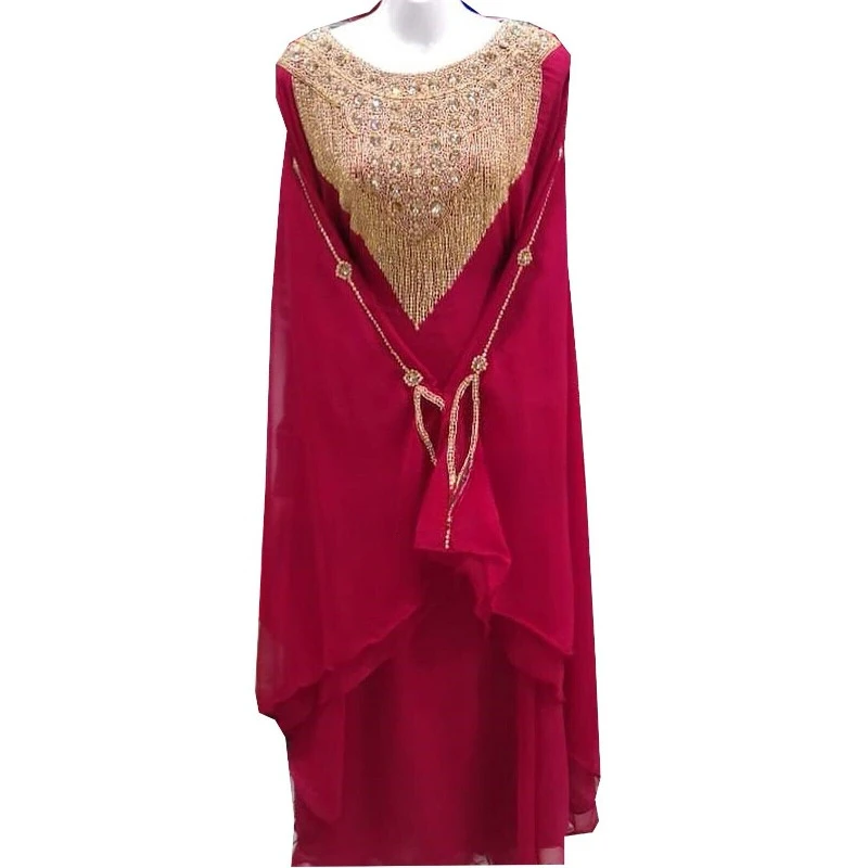 Maroon Royal Dubai Morocco Africa Farasha Abaya Long Dress Women's Dress