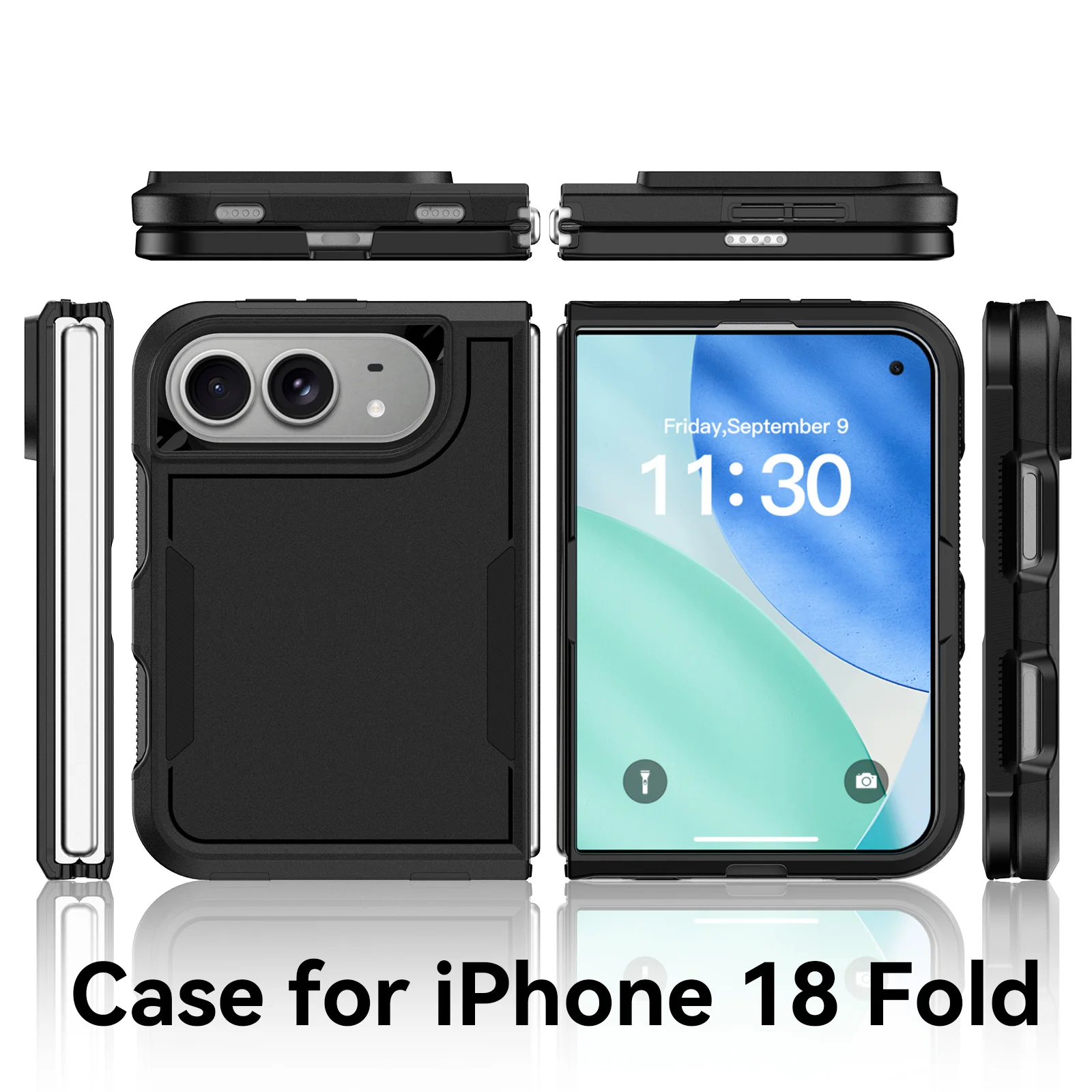 Futuristic DUO Armor Anti-Fall Folding Phone Case - Available in Red, Black, Blue, and Green
