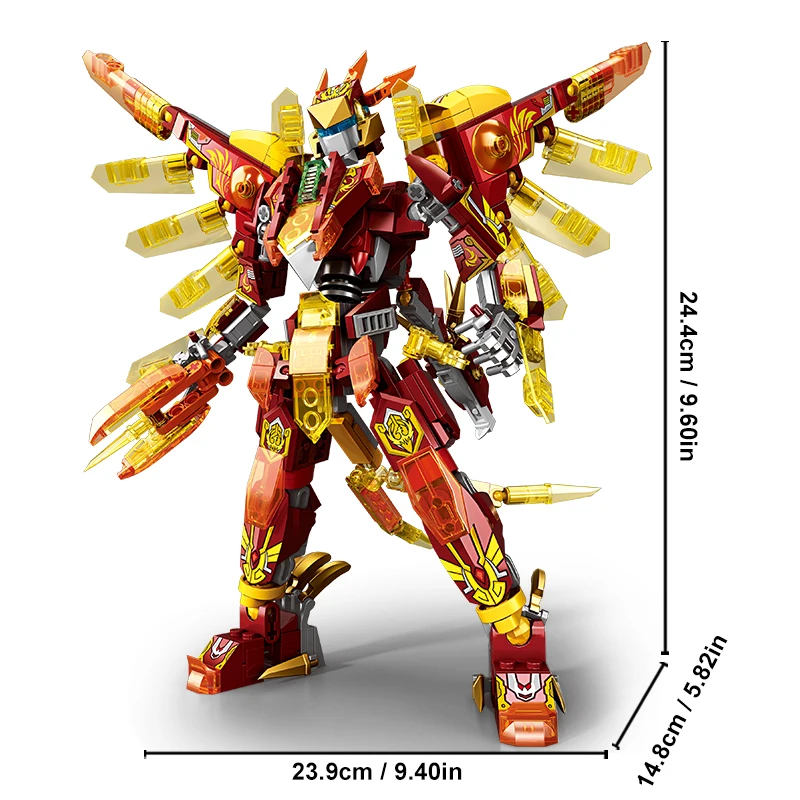2in1 Transformable Robot Building Blocks Mythical Vermilion Bird Mecha Warrior C