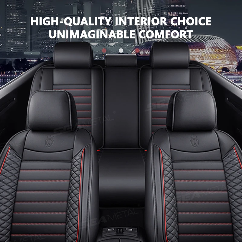 PU Leather Car Seat Covers Full Set Front Rear Anti Scratch Protector