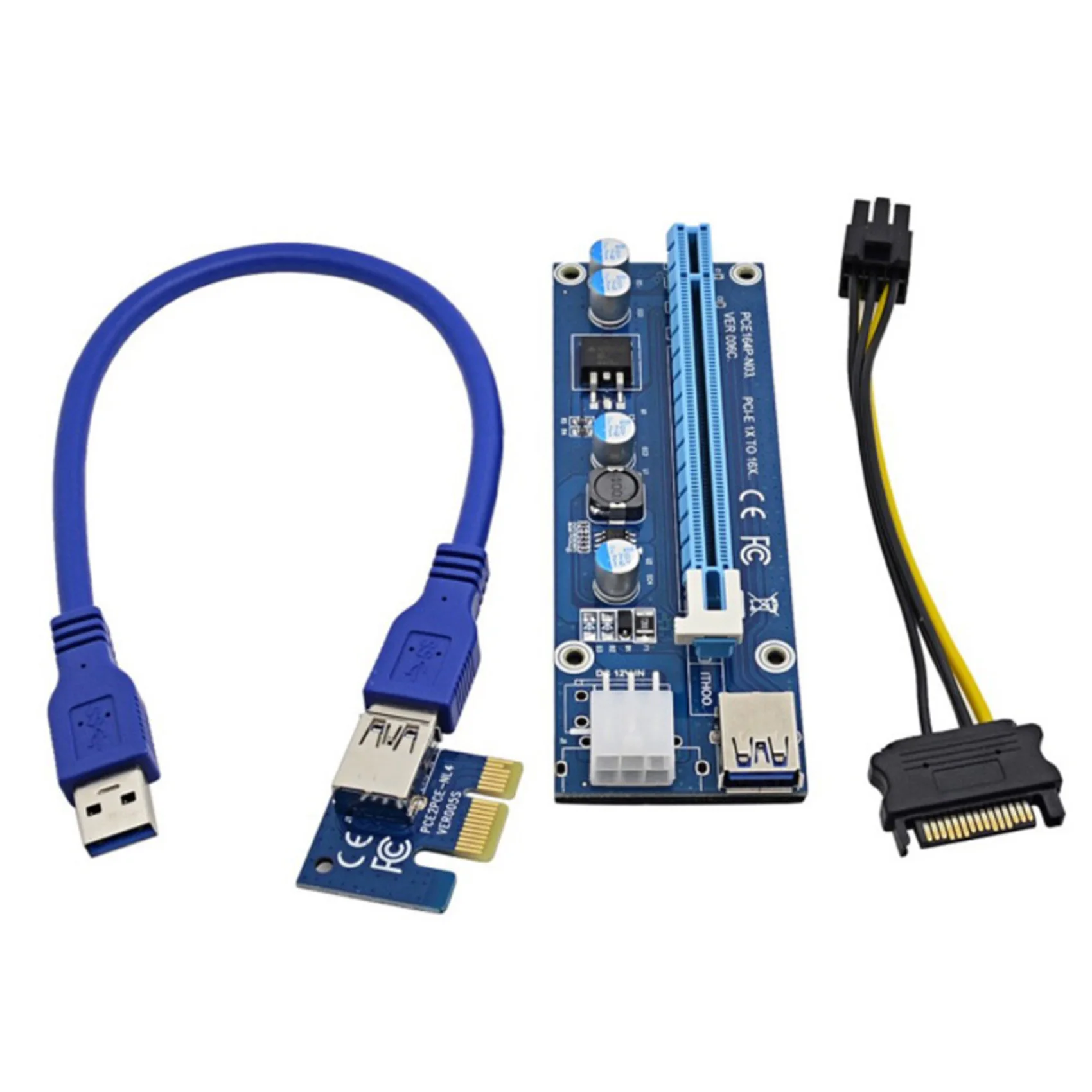 

PCIE 1X To 16X видеокарта расширенный кабель 6Pin одиночный источник питания DC-DC кабель адаптера питания
