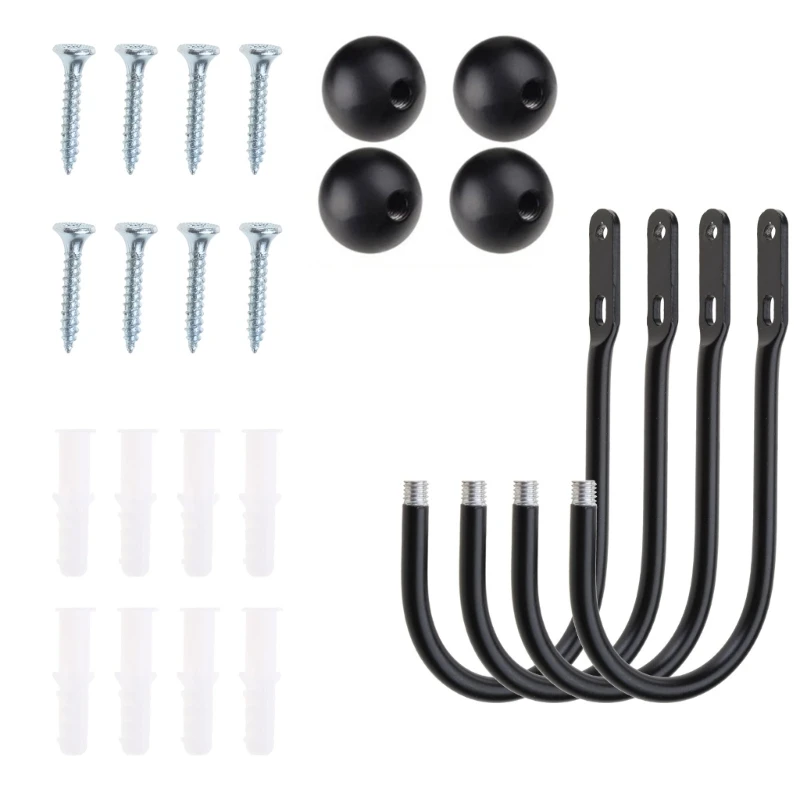 4 Ganci Per Tende A Forma Di U | Ferma Tende Da Parete In Metallo Nero | Per Soggiorno, Camera E Ufficio - Foto 5