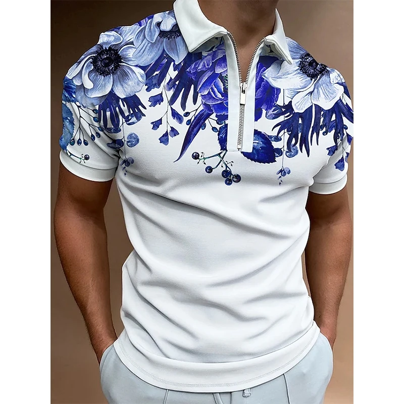 Fashion Luxury Brand Polo Shirts Men Short Sleeve Shirt Summer Designer  Clothes 2022 Lapel Zipper Elegant Printed T shirt Male - AliExpress