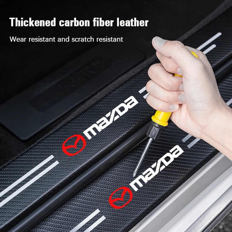 마쓰다 3 6 2 5 CX5 CX3 아텐자 MX5 CX7 악셀라 CX30 CX90 CX60 CX50 MX30용 카본 파이버 가죽 자동차 도어 보호 스트립 스티커