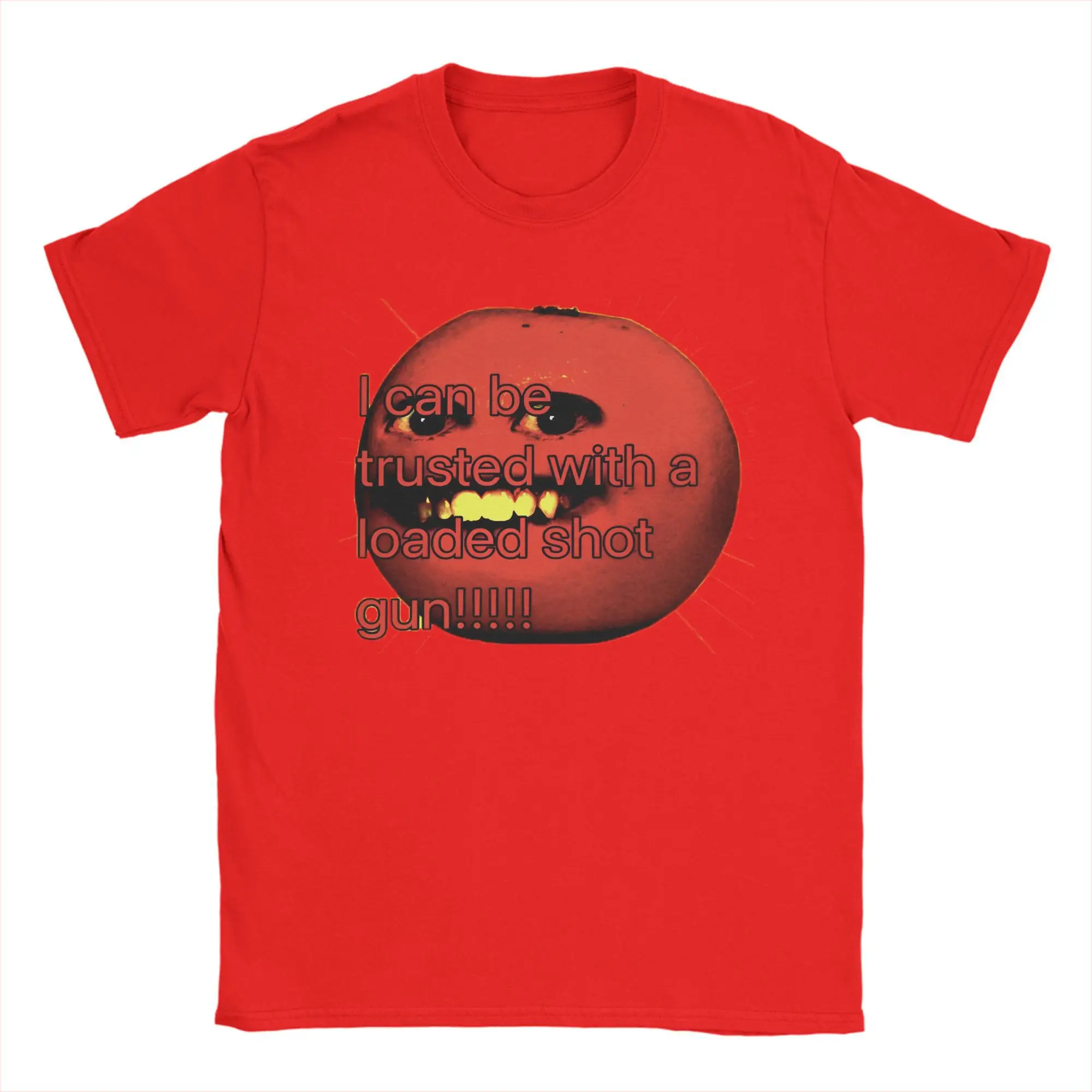 Humorous Orange Graphic Men's Cotton Crew Neck T-Shirt