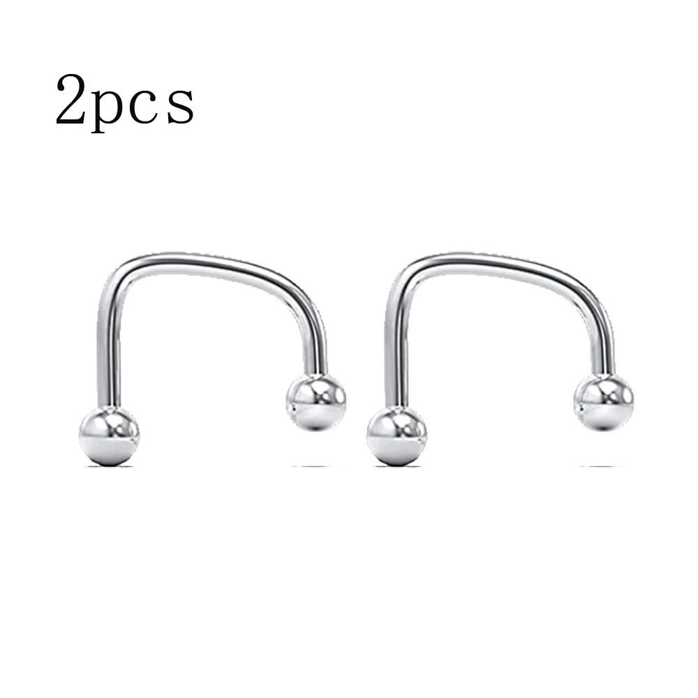 WKOUD 2pcs Rainbow 16G Cool Punk Stainless Steel Ball Top Lippy Loop Lip Monroe Labret Ring Jewelry Fashion Body Piercing Rings